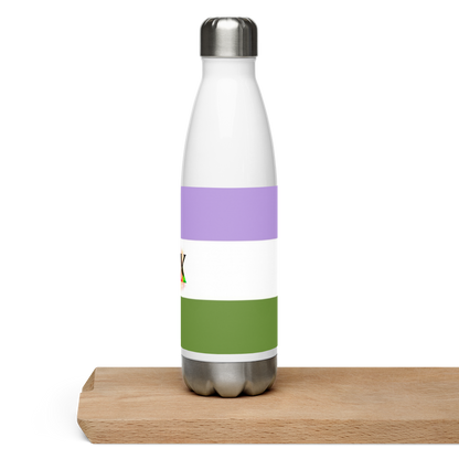 Stainless Steel Water Bottle – Genderqueer Flag | Inclusive Gender-Neutral Drinkware