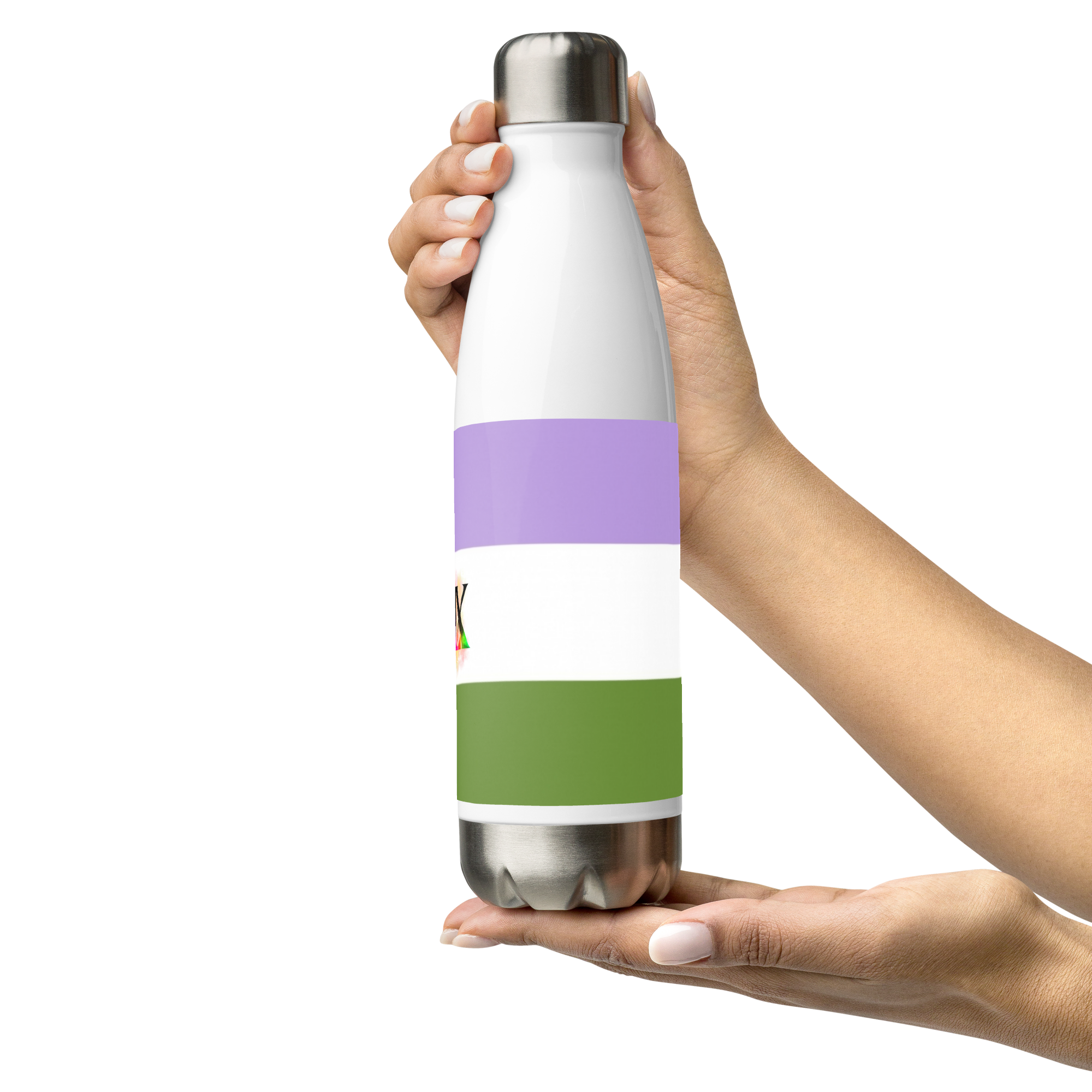 Stainless Steel Water Bottle – Genderqueer Flag | Inclusive Gender-Neutral Drinkware