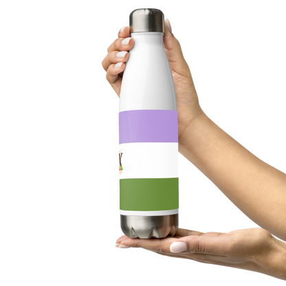 Stainless Steel Water Bottle – Genderqueer Flag | Inclusive Gender-Neutral Drinkware