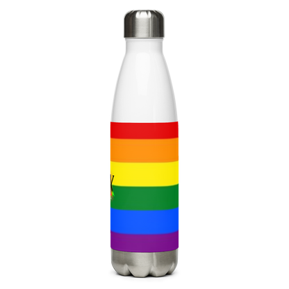 VOCE LINDX LGBTQIA+ 6‑Colours Flag Stainless Steel Water Bottle – 500 ml Vacuum‑Insulated, Leak‑Proof, Gloss Finish