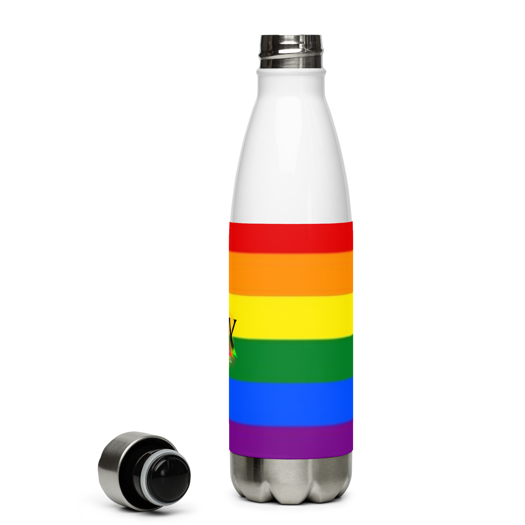 VOCE LINDX LGBTQIA+ 6‑Colours Flag Stainless Steel Water Bottle – 500 ml Vacuum‑Insulated, Leak‑Proof, Gloss Finish
