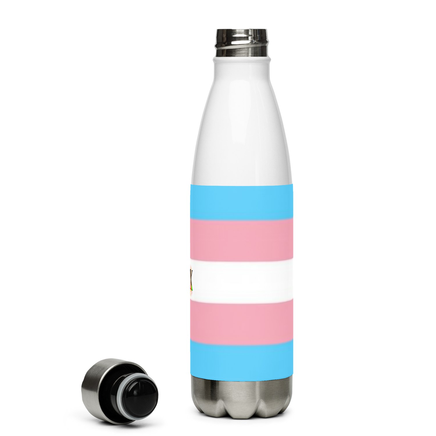 Stainless Steel Water Bottle – Transgender Pride Flag | Inclusive Gender-Neutral Drinkware