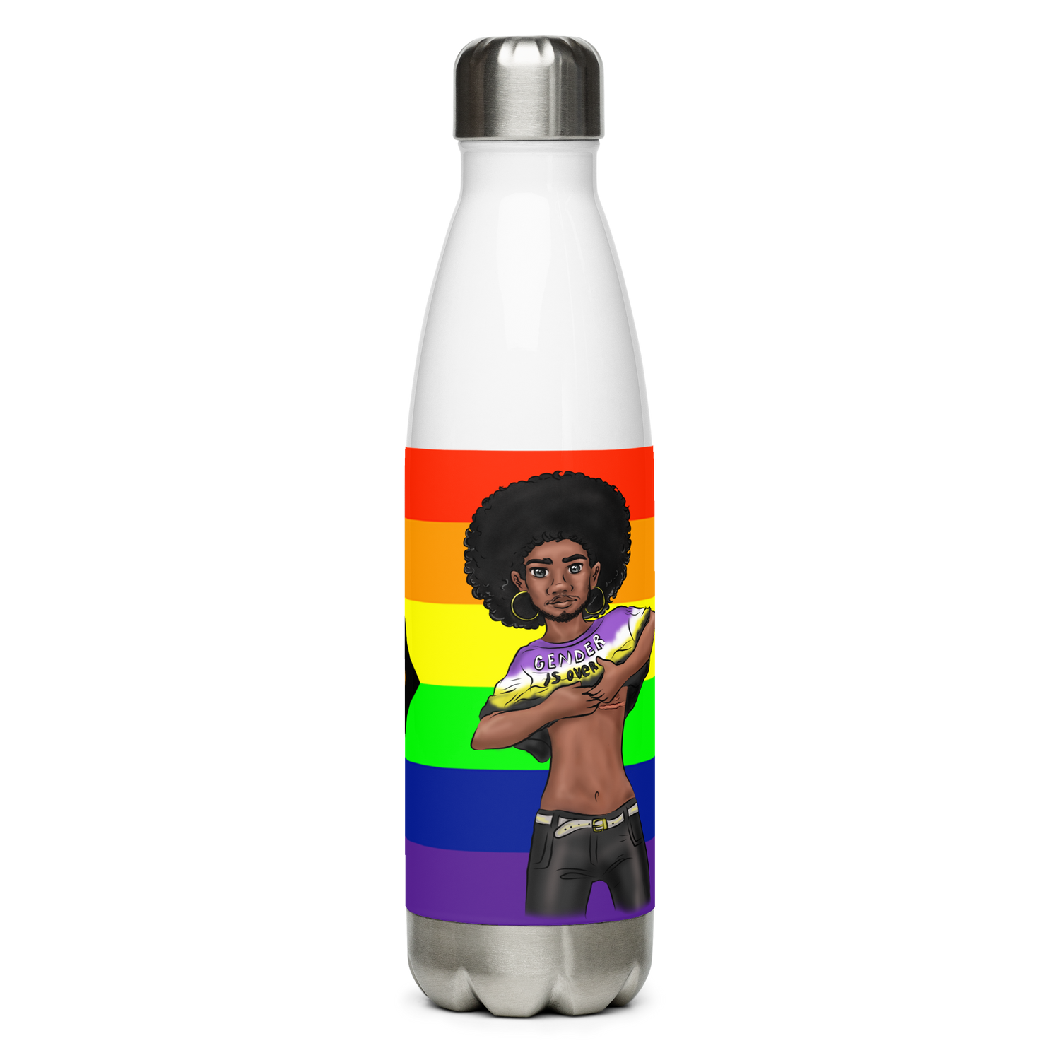 VOCE LINDX Non‑Binary &amp; Intersex‑Inclusive Pride Stainless Steel Water Bottle – 500 ml Vacuum‑Insulated, Leak‑Proof