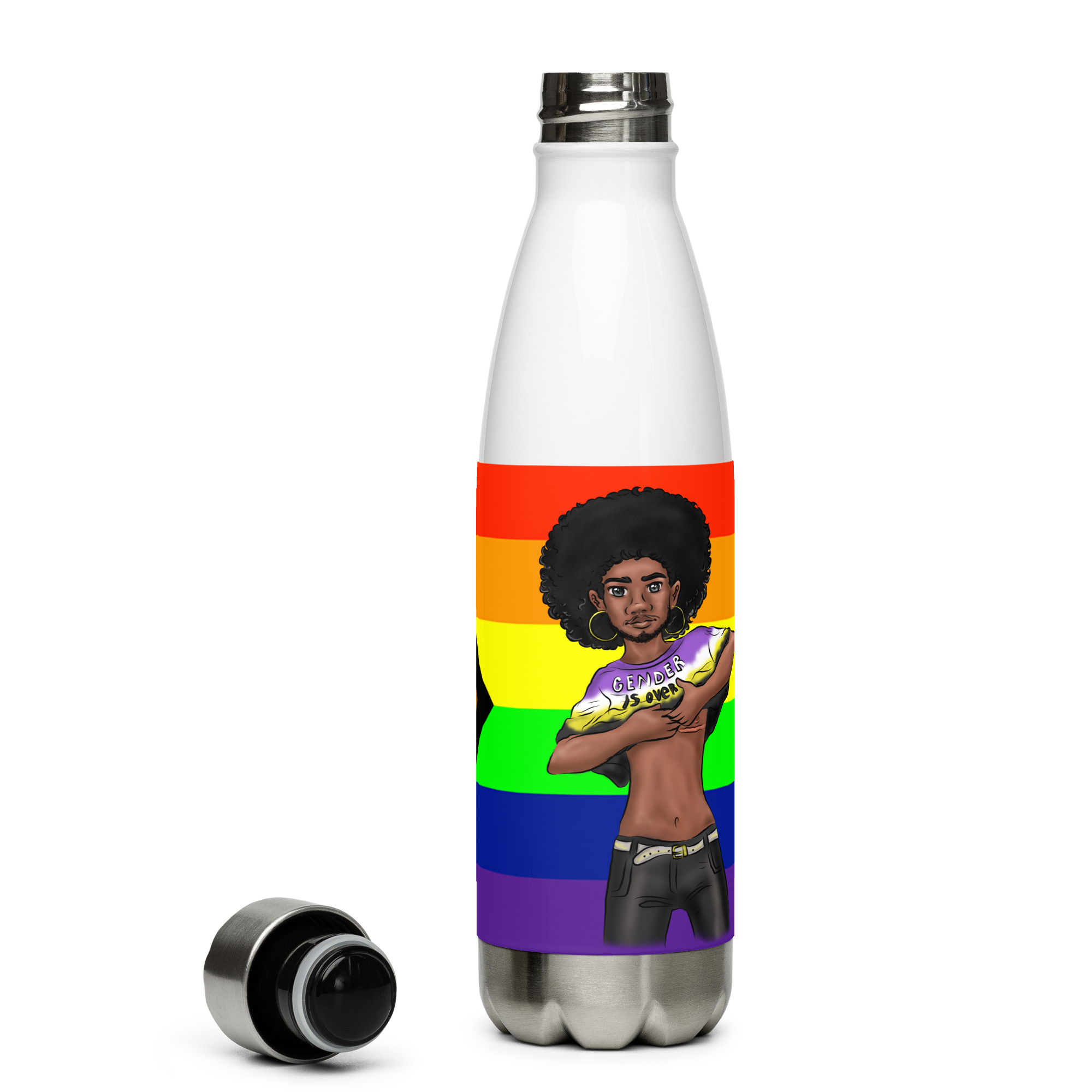 VOCE LINDX Non‑Binary &amp; Intersex‑Inclusive Pride Stainless Steel Water Bottle – 500 ml Vacuum‑Insulated, Leak‑Proof