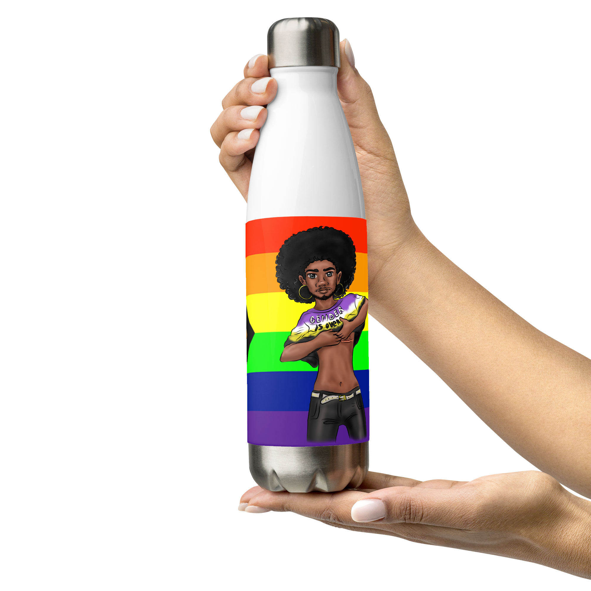 VOCE LINDX Non‑Binary &amp; Intersex‑Inclusive Pride Stainless Steel Water Bottle – 500 ml Vacuum‑Insulated, Leak‑Proof