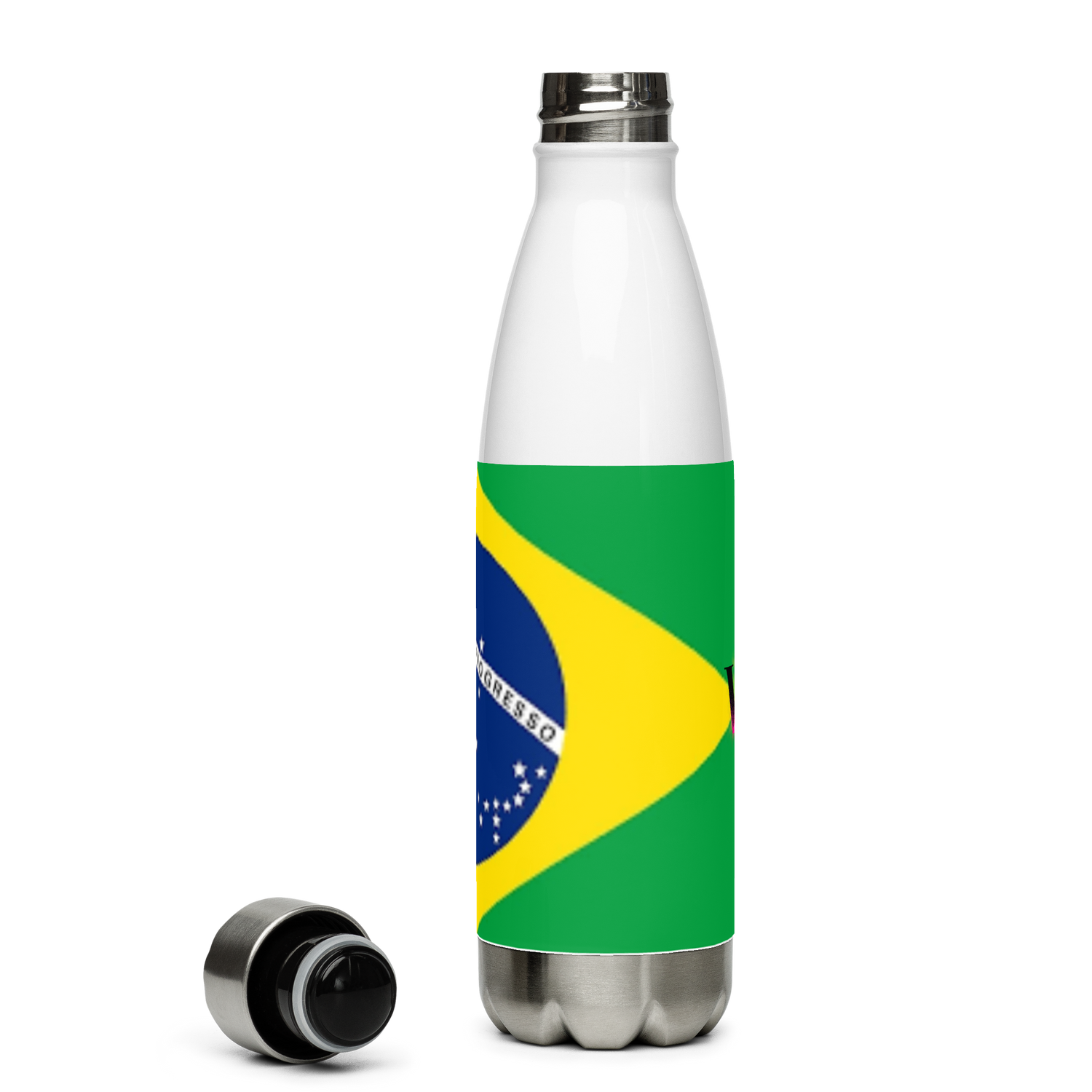 VOCE LINDX Brazil Flag Stainless Steel Water Bottle – 500ml Vacuum-Insulated, Leak-Proof, BPA-Free Travel Flask