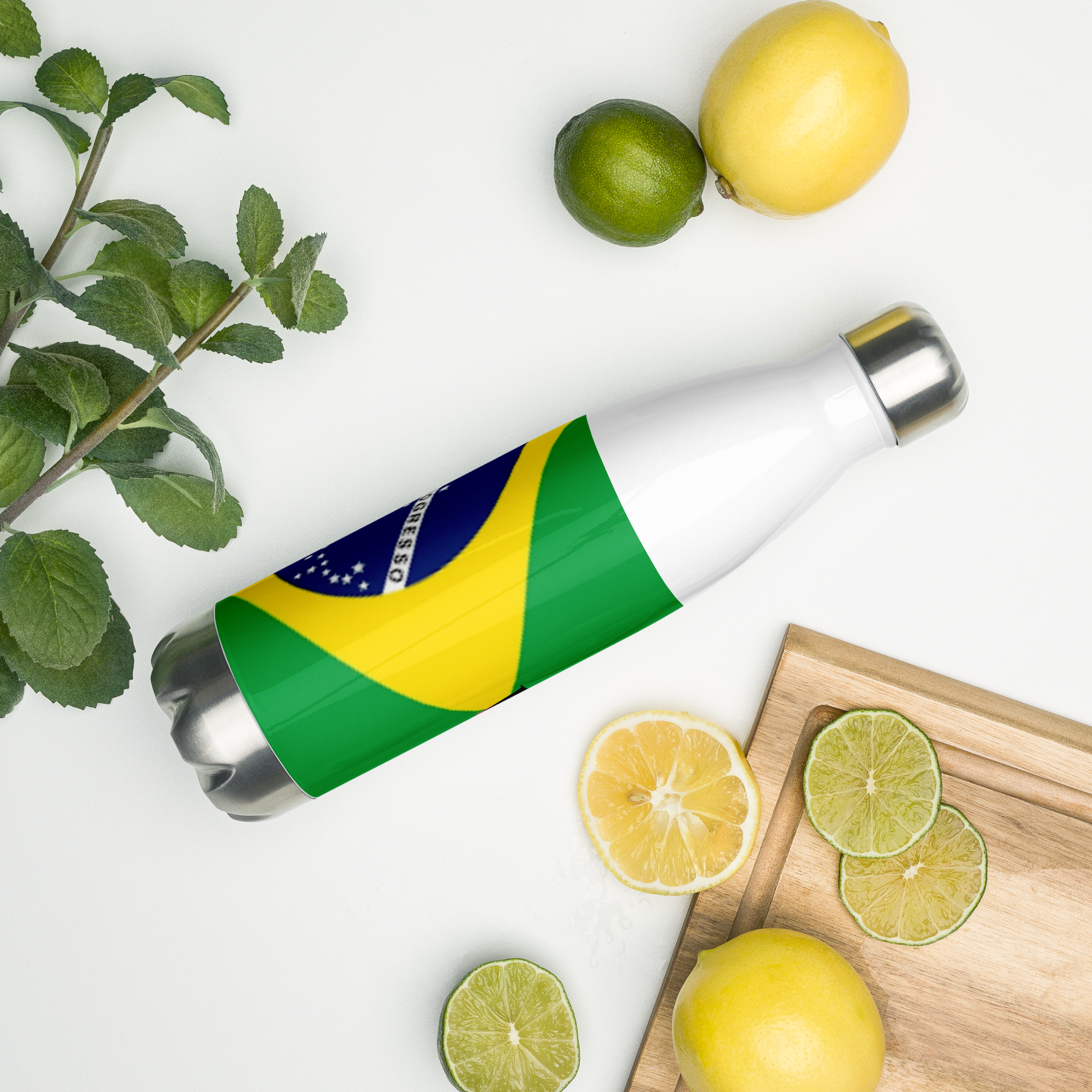 VOCE LINDX Brazil Flag Stainless Steel Water Bottle – 500ml Vacuum-Insulated, Leak-Proof, BPA-Free Travel Flask