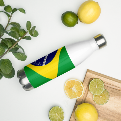 VOCE LINDX Brazil Flag Stainless Steel Water Bottle – 500ml Vacuum-Insulated, Leak-Proof, BPA-Free Travel Flask