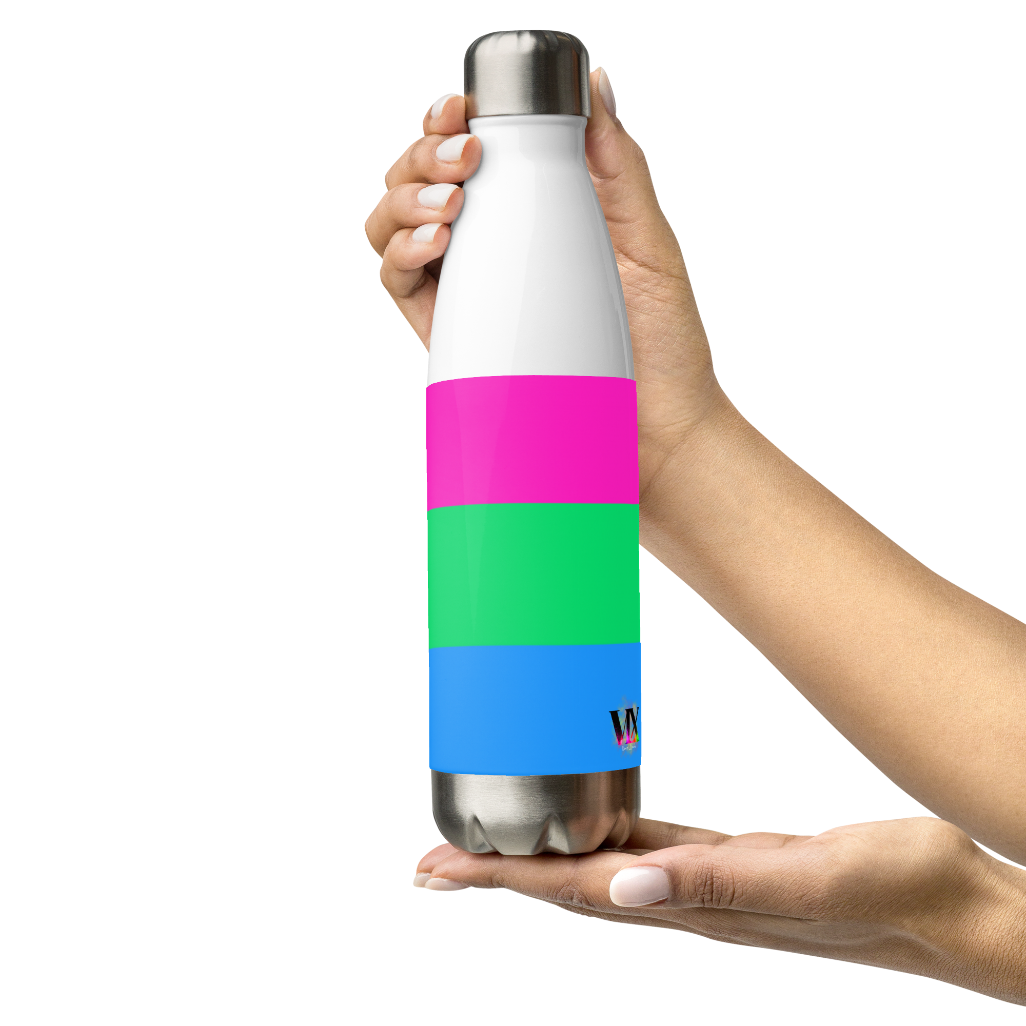 Polysexual Pride Flag Stainless Steel Water Bottle – 500ml BPA-Free Reusable Insulated Flask | LGBTQIA+ Visibility Design