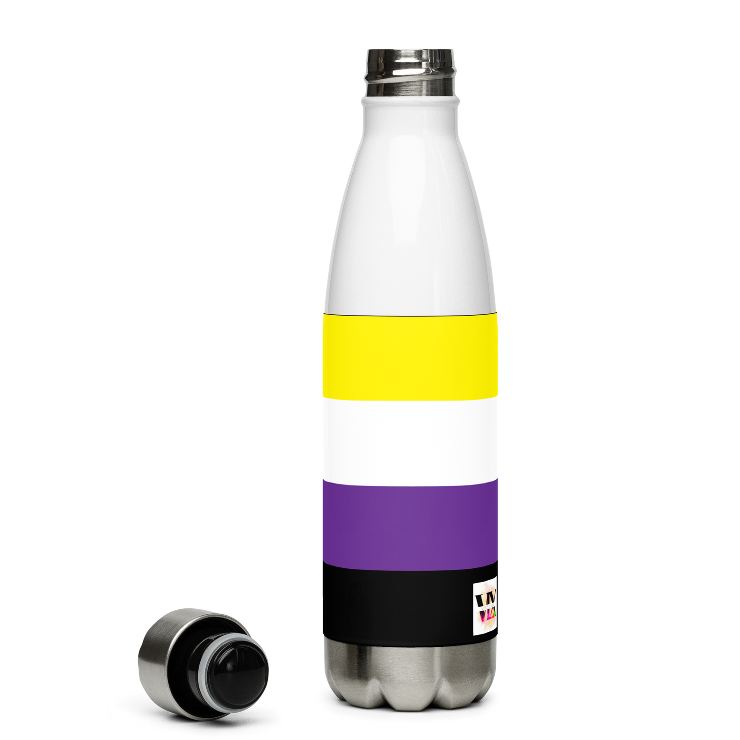 Non-Binary Pride Flag Stainless Steel Water Bottle – 500ml Reusable Insulated BPA-Free Flask | LGBTQIA+ Visibility Edition