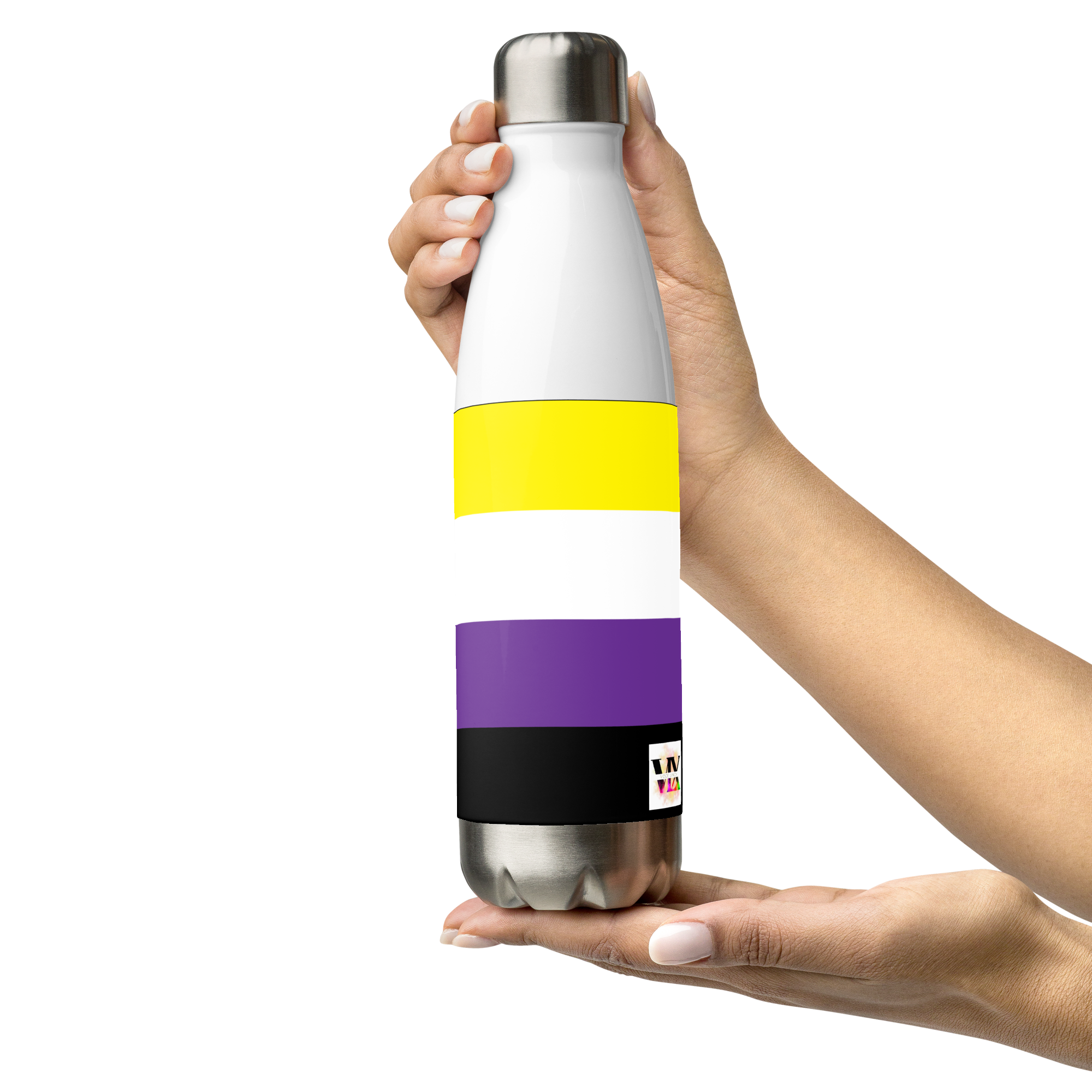 Non-Binary Pride Flag Stainless Steel Water Bottle – 500ml Reusable Insulated BPA-Free Flask | LGBTQIA+ Visibility Edition
