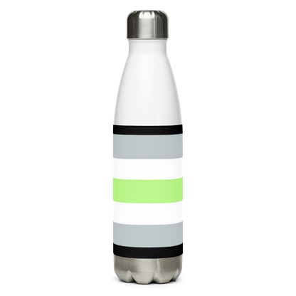 Agender Pride Flag Stainless Steel Water Bottle – 500ml BPA-Free Reusable Insulated Flask | LGBTQIA+ Visibility Design