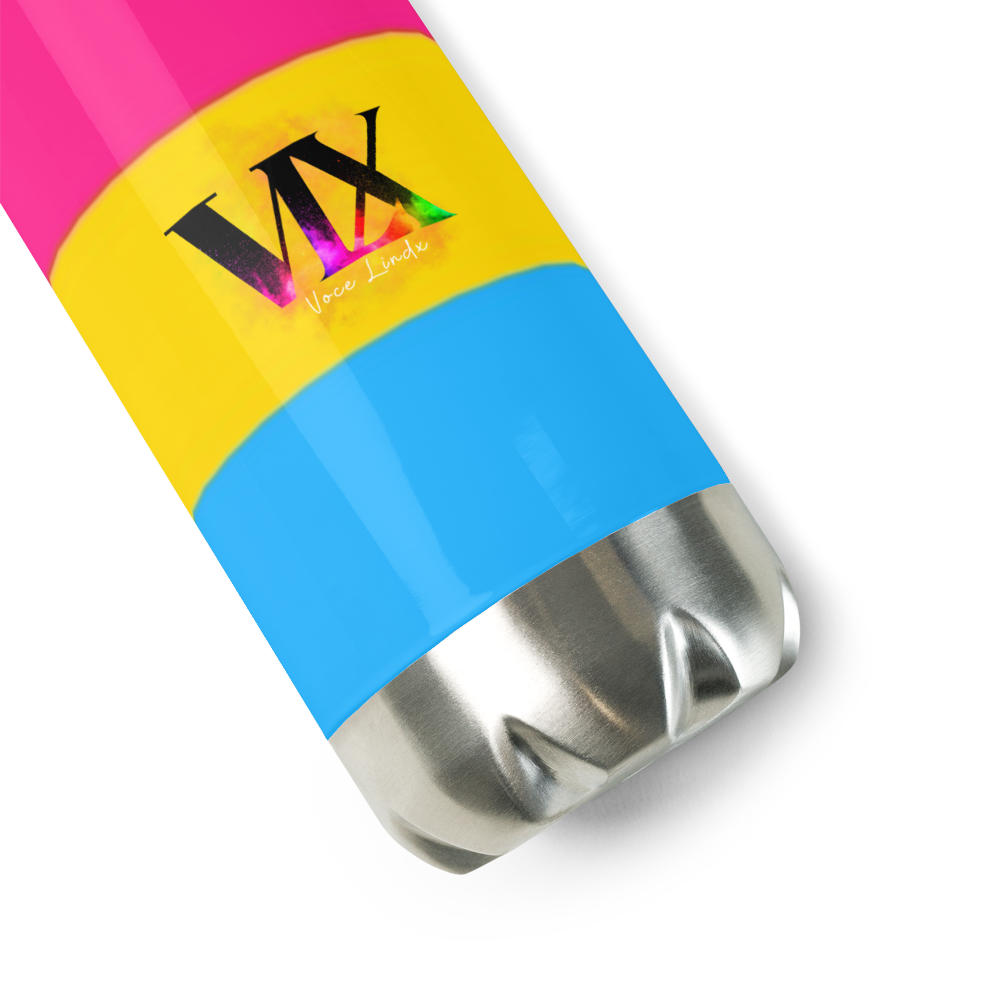 VOCE LINDX Pansexual Flag Stainless Steel Water Bottle – 500ml Insulated, Leak-Proof, BPA-Free, Gloss Finish