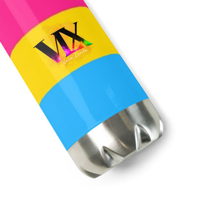 VOCE LINDX Pansexual Flag Stainless Steel Water Bottle – 500ml Insulated, Leak-Proof, BPA-Free, Gloss Finish