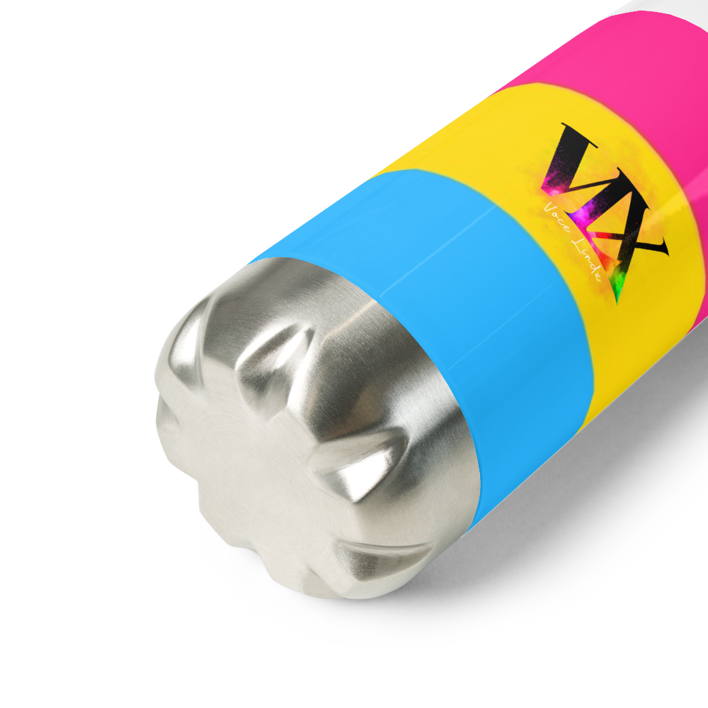 VOCE LINDX Pansexual Flag Stainless Steel Water Bottle – 500ml Insulated, Leak-Proof, BPA-Free, Gloss Finish