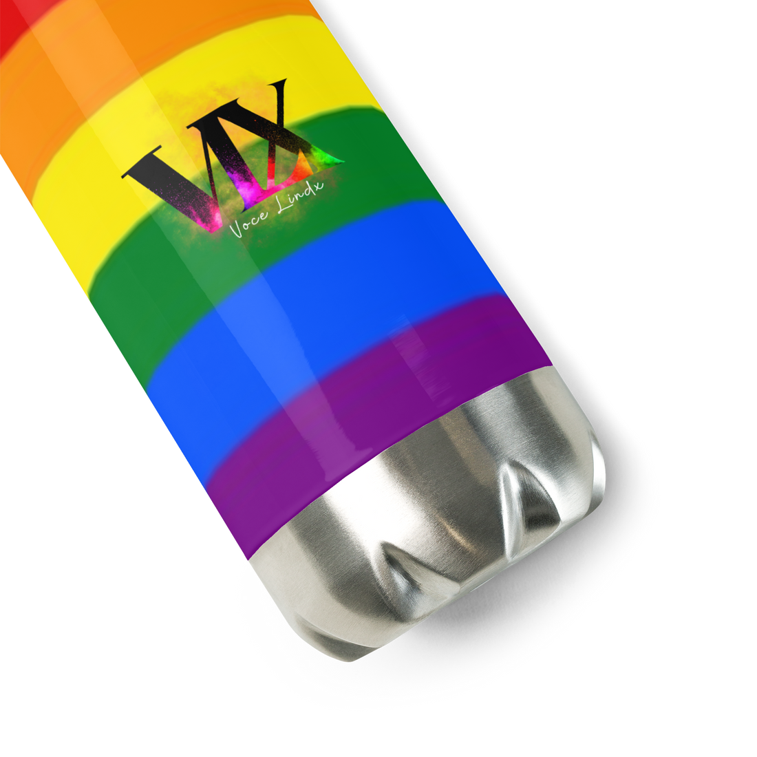 VOCE LINDX LGBTQIA+ 6‑Colours Flag Stainless Steel Water Bottle – 500 ml Vacuum‑Insulated, Leak‑Proof, Gloss Finish