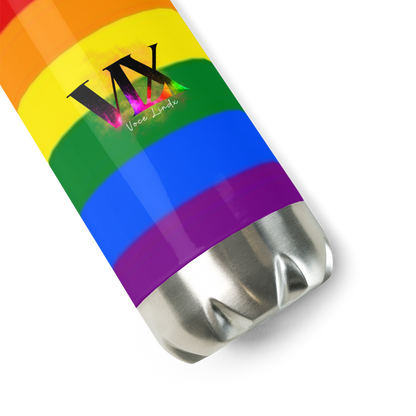 VOCE LINDX LGBTQIA+ 6‑Colours Flag Stainless Steel Water Bottle – 500 ml Vacuum‑Insulated, Leak‑Proof, Gloss Finish
