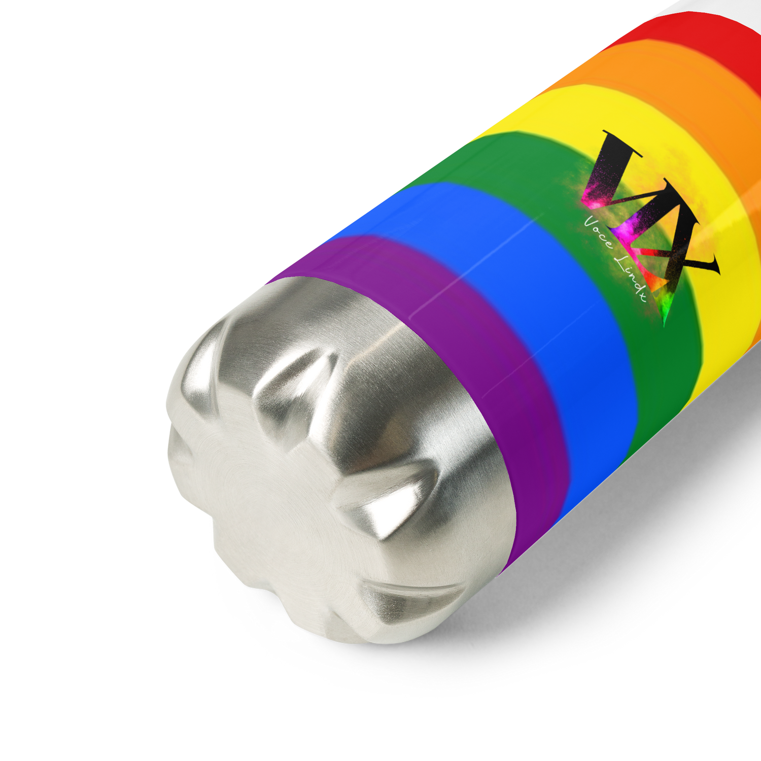 VOCE LINDX LGBTQIA+ 6‑Colours Flag Stainless Steel Water Bottle – 500 ml Vacuum‑Insulated, Leak‑Proof, Gloss Finish