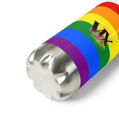 VOCE LINDX LGBTQIA+ 6‑Colours Flag Stainless Steel Water Bottle – 500 ml Vacuum‑Insulated, Leak‑Proof, Gloss Finish