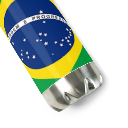 VOCE LINDX Brazil Flag Stainless Steel Water Bottle – 500ml Vacuum-Insulated, Leak-Proof, BPA-Free Travel Flask