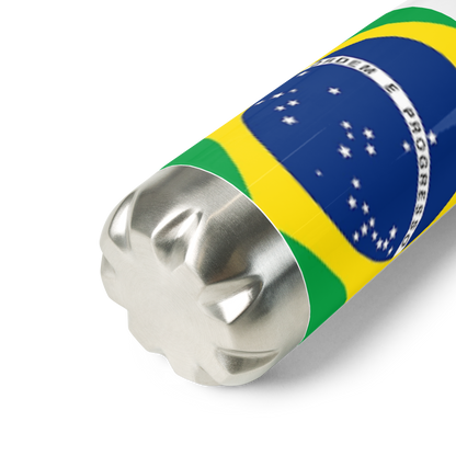 VOCE LINDX Brazil Flag Stainless Steel Water Bottle – 500ml Vacuum-Insulated, Leak-Proof, BPA-Free Travel Flask