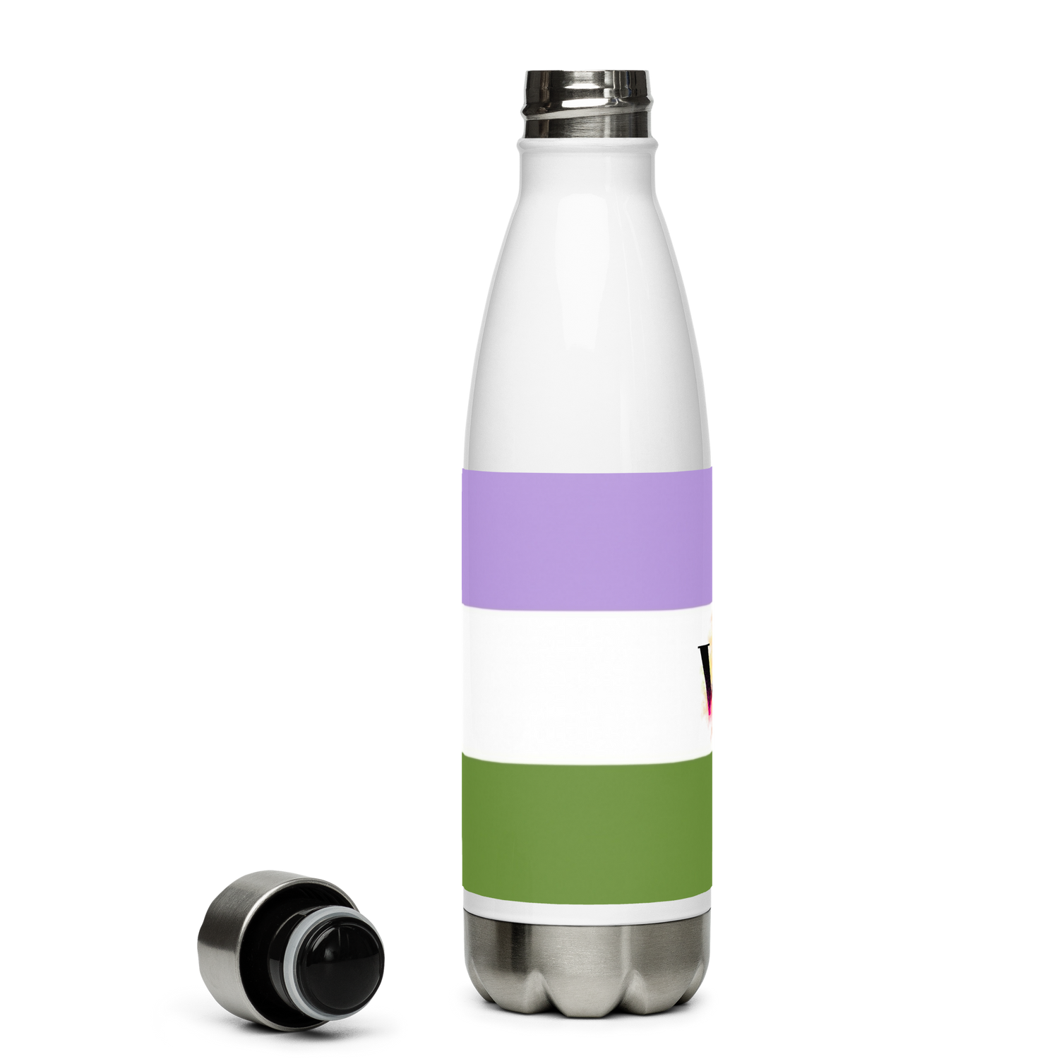 Stainless Steel Water Bottle – Genderqueer Flag | Inclusive Gender-Neutral Drinkware