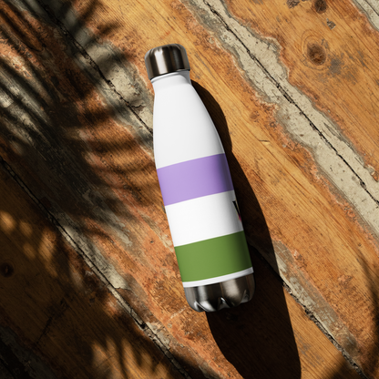 Stainless Steel Water Bottle – Genderqueer Flag | Inclusive Gender-Neutral Drinkware