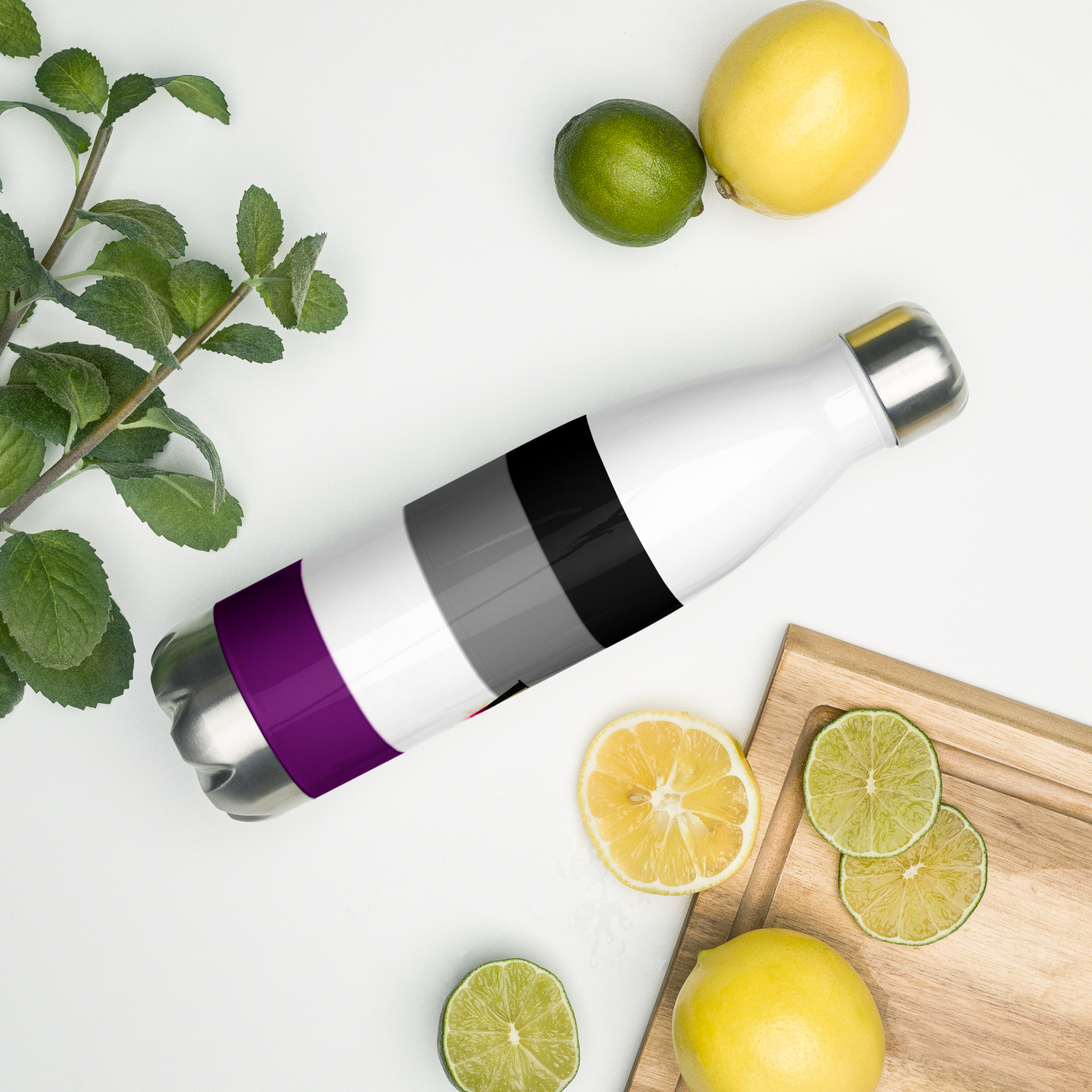 VOCE LINDX Asexual Flag Stainless Steel Water Bottle – 500 ml Vacuum-Insulated, Leak-Proof, Colourful Design