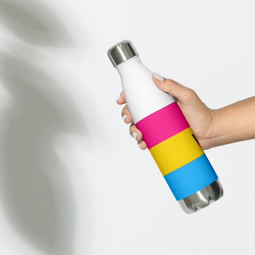 VOCE LINDX Pansexual Flag Stainless Steel Water Bottle – 500ml Insulated, Leak-Proof, BPA-Free, Gloss Finish