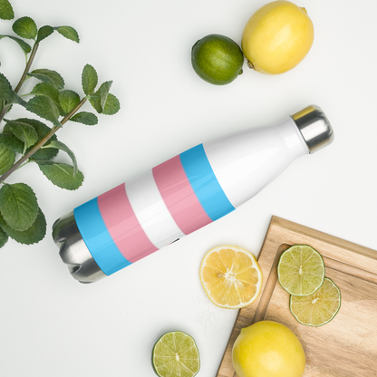 Stainless Steel Water Bottle – Transgender Pride Flag | Inclusive Gender-Neutral Drinkware
