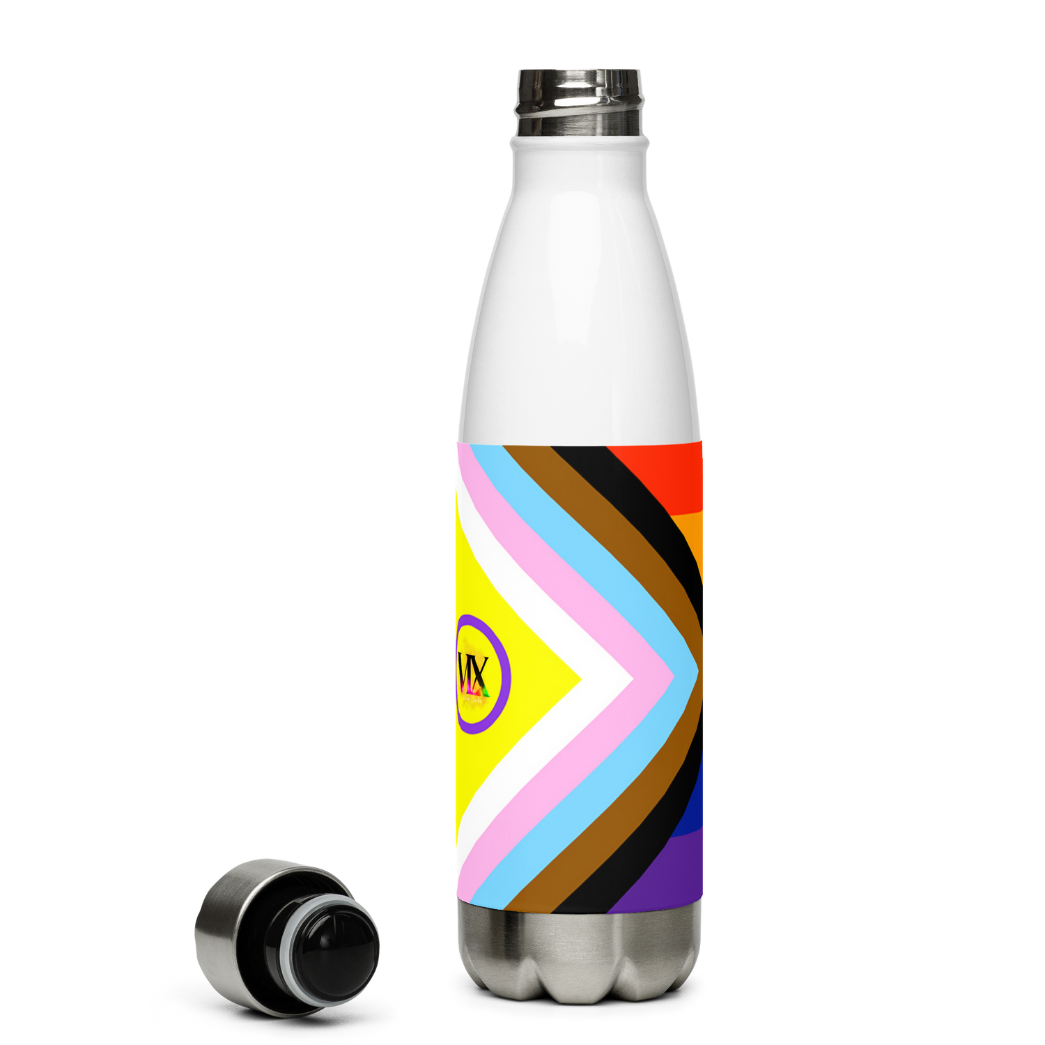 VOCE LINDX Non‑Binary &amp; Intersex‑Inclusive Pride Stainless Steel Water Bottle – 500 ml Vacuum‑Insulated, Leak‑Proof