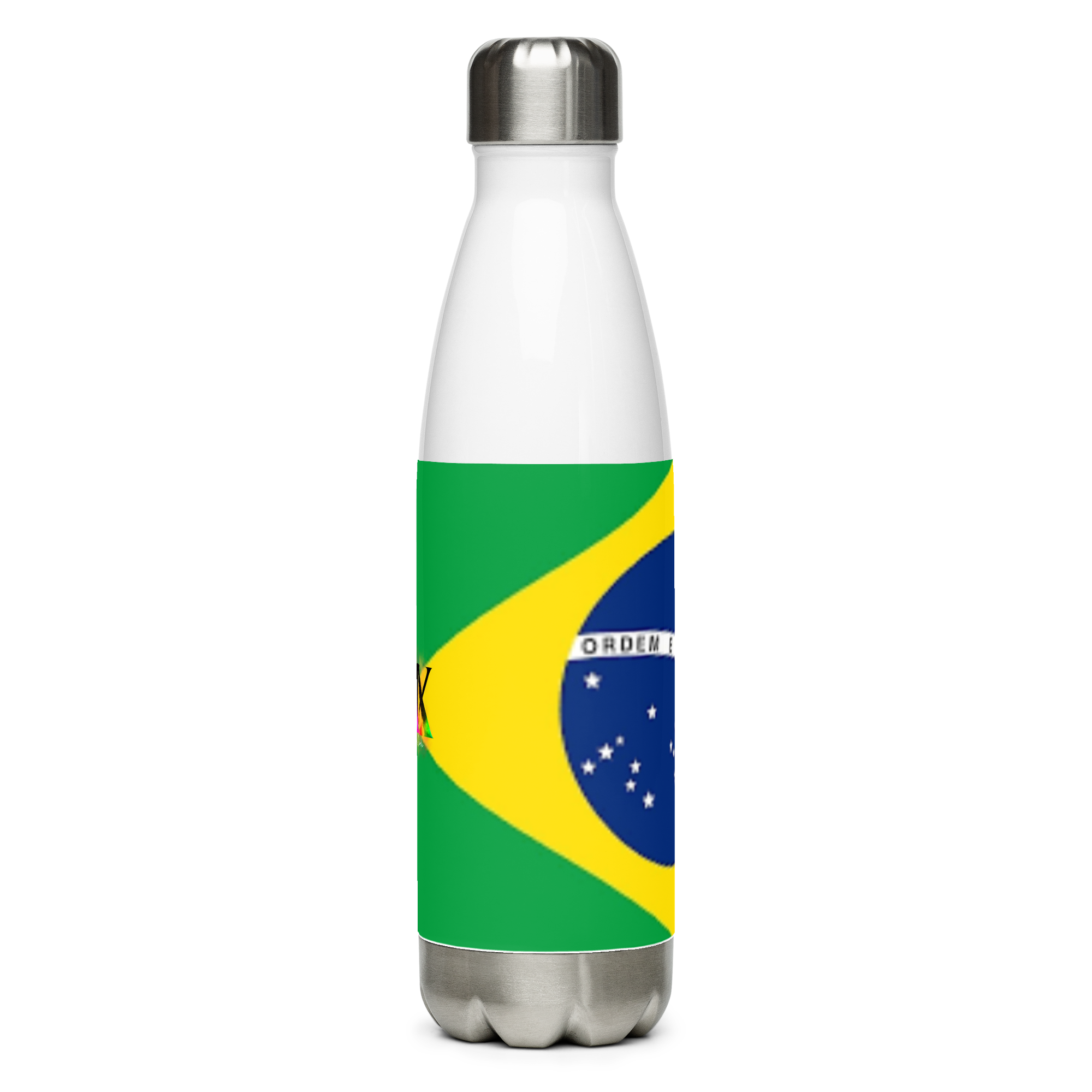 VOCE LINDX Brazil Flag Stainless Steel Water Bottle – 500ml Vacuum-Insulated, Leak-Proof, BPA-Free Travel Flask