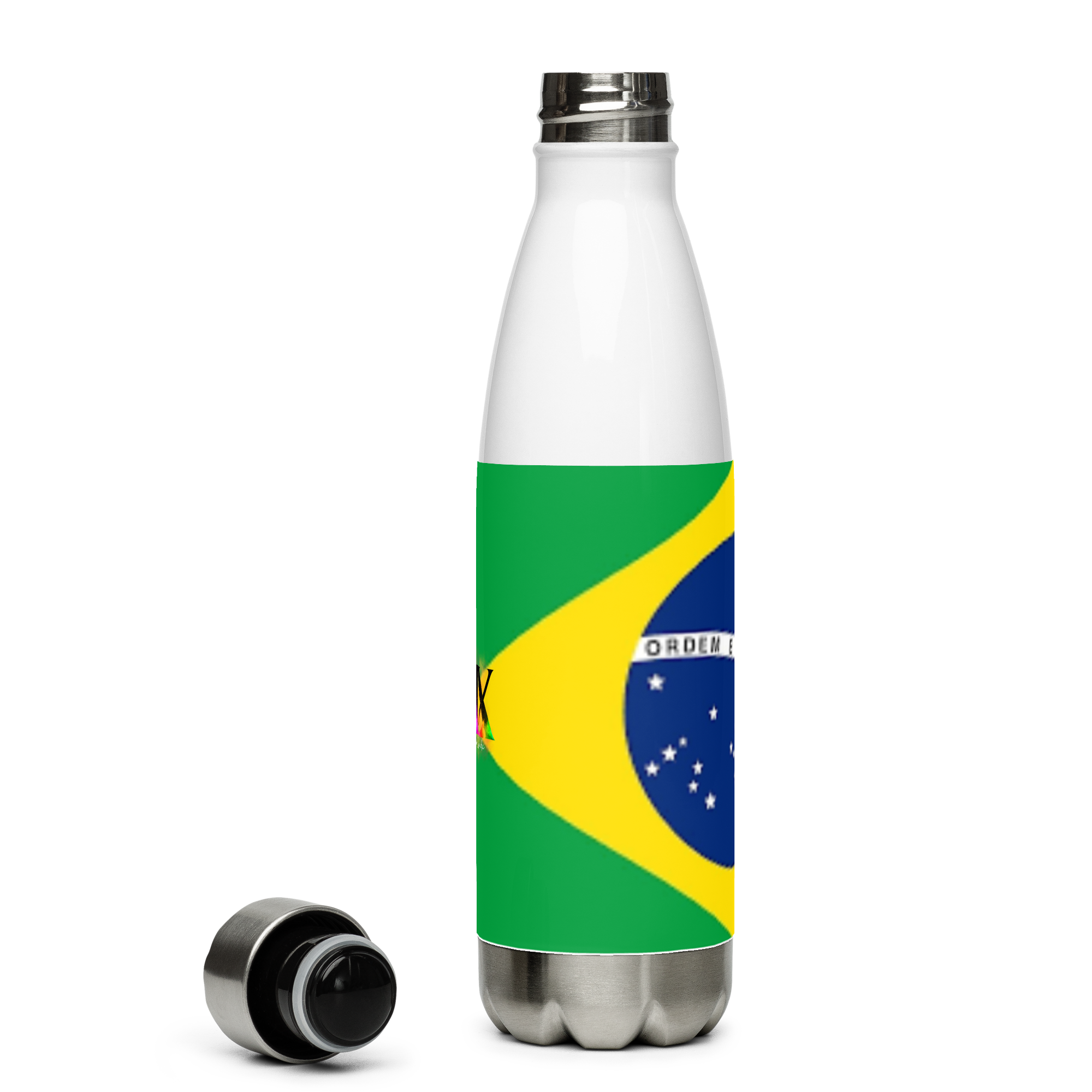 VOCE LINDX Brazil Flag Stainless Steel Water Bottle – 500ml Vacuum-Insulated, Leak-Proof, BPA-Free Travel Flask