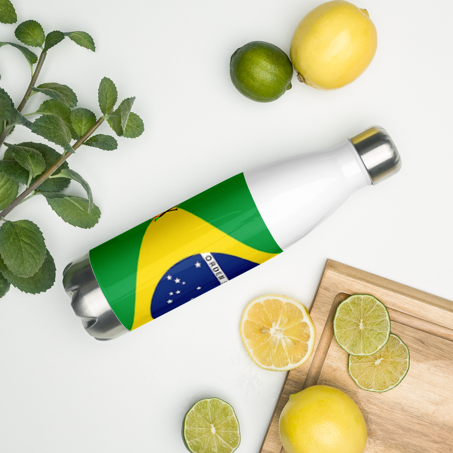 VOCE LINDX Brazil Flag Stainless Steel Water Bottle – 500ml Vacuum-Insulated, Leak-Proof, BPA-Free Travel Flask