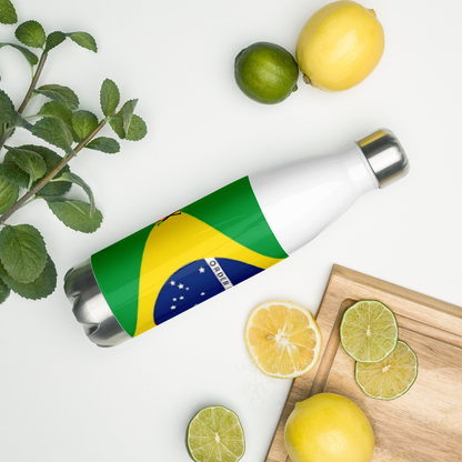 VOCE LINDX Brazil Flag Stainless Steel Water Bottle – 500ml Vacuum-Insulated, Leak-Proof, BPA-Free Travel Flask