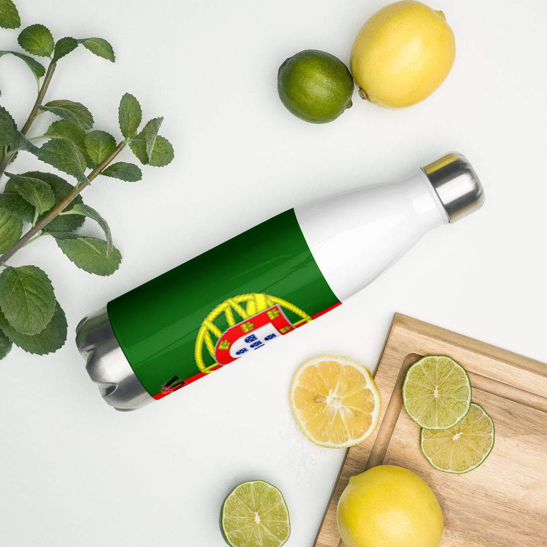 VOCE LINDX Portugal Flag Stainless Steel Water Bottle – 500ml Vacuum-Insulated, Leak-Proof, BPA-Free Flask