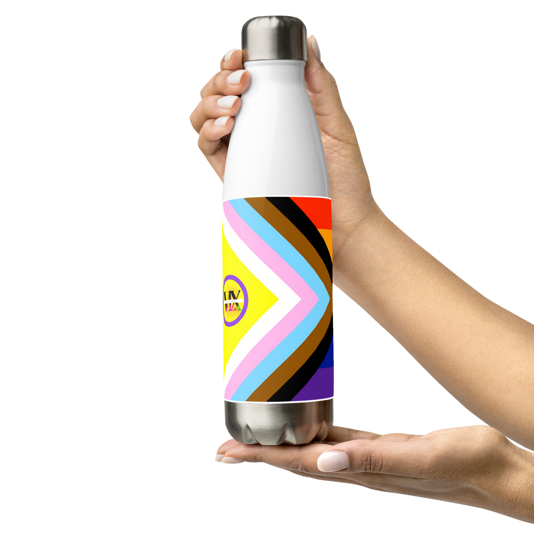 Intersex-Inclusive Pride Flag Stainless Steel Water Bottle – 500ml Reusable BPA-Free Insulated Flask | LGBTQIA+ Equality Design