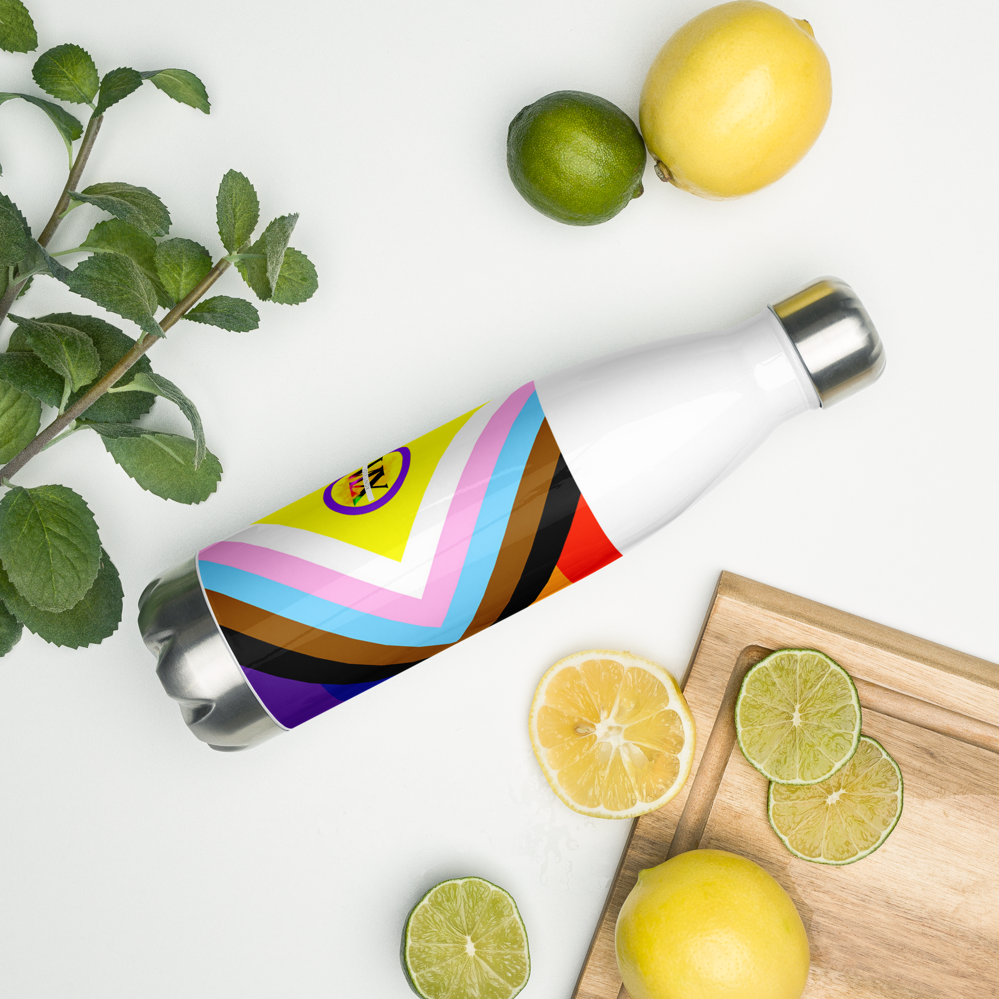Intersex-Inclusive Pride Flag Stainless Steel Water Bottle – 500ml Reusable BPA-Free Insulated Flask | LGBTQIA+ Equality Design