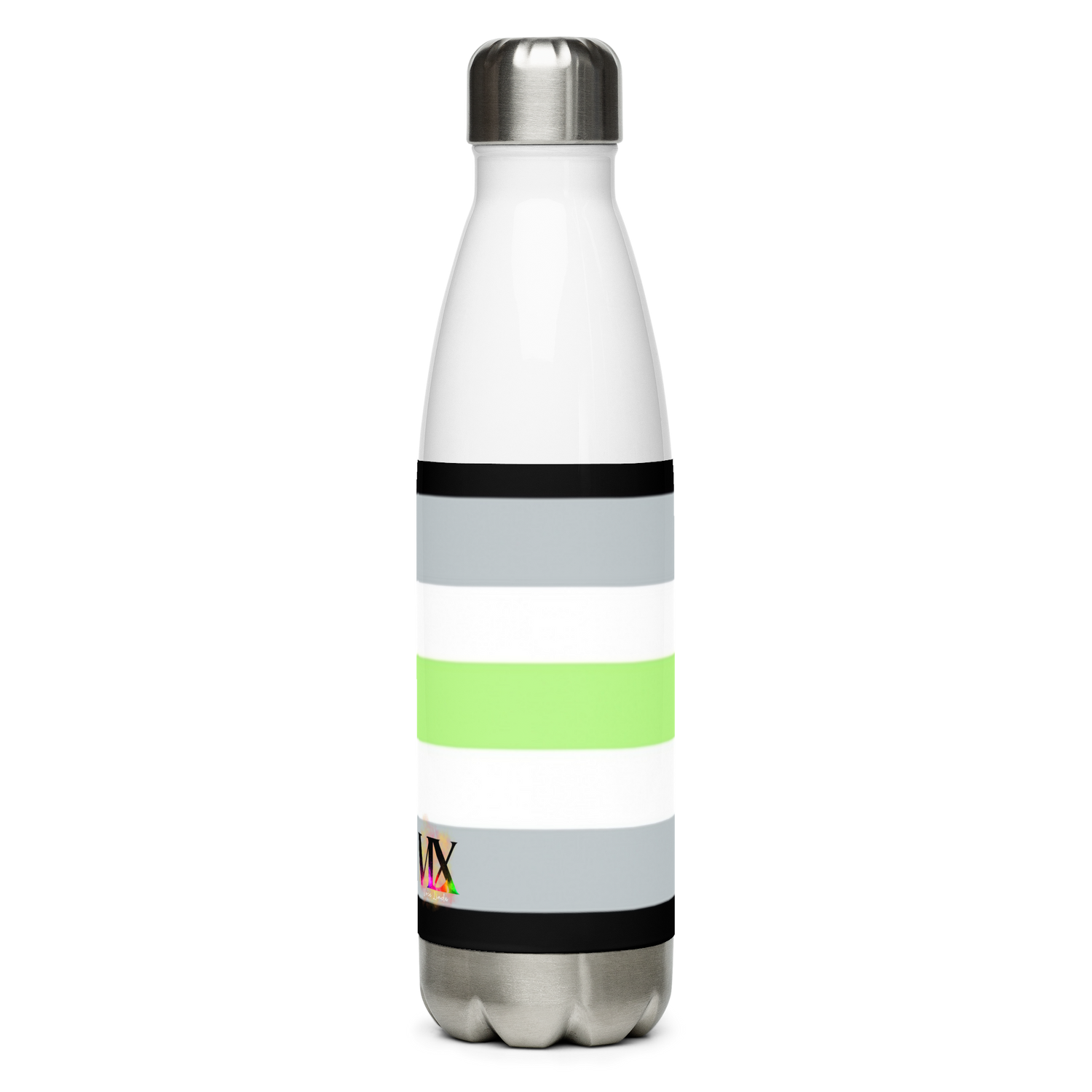 Agender Pride Flag Stainless Steel Water Bottle – 500ml BPA-Free Reusable Insulated Flask | LGBTQIA+ Visibility Design