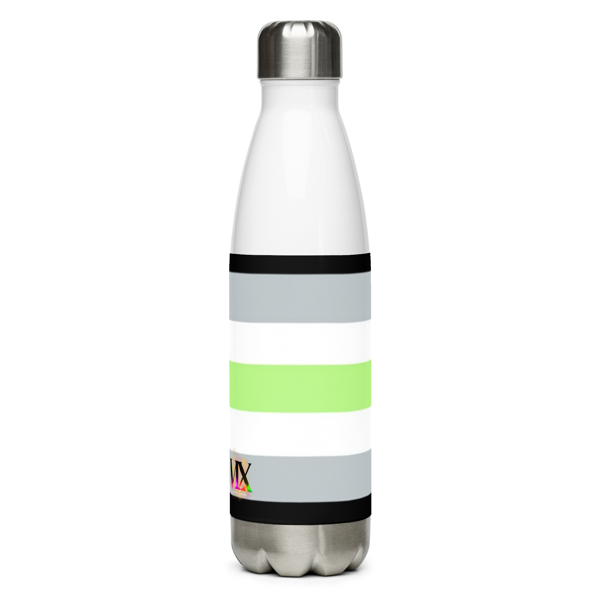 Agender Pride Flag Stainless Steel Water Bottle – 500ml BPA-Free Reusable Insulated Flask | LGBTQIA+ Visibility Design