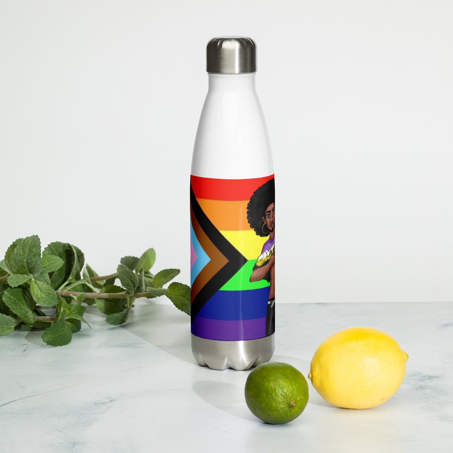 VOCE LINDX Non‑Binary &amp; Intersex‑Inclusive Pride Stainless Steel Water Bottle – 500 ml Vacuum‑Insulated, Leak‑Proof
