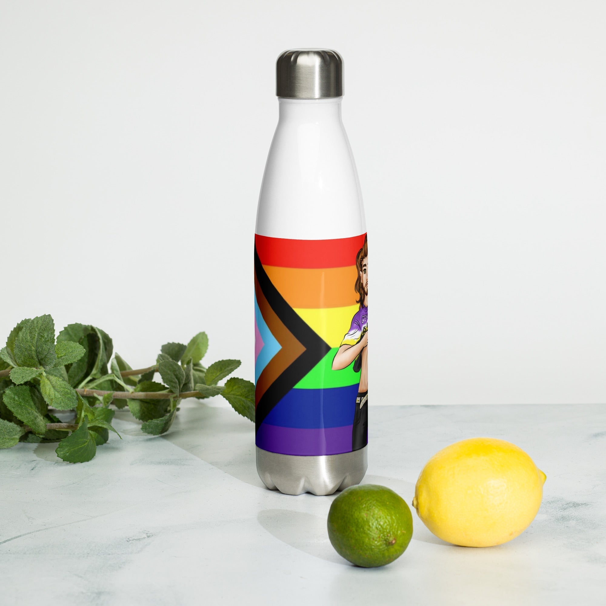 VOCE LINDX Intersex-Inclusive Nonbinary “Gender Is Over” Stainless Steel Water Bottle – 500 ml Vacuum Flask, Leak‑Proof