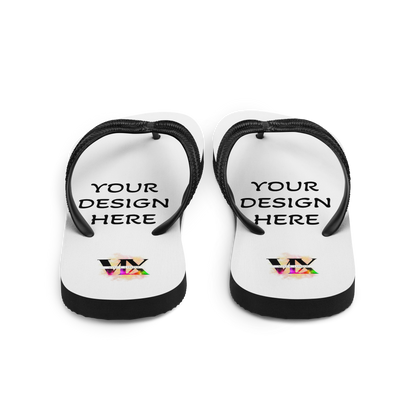 Custom White Flip-Flops with Black Straps – Personalised Design | Voce Lindx