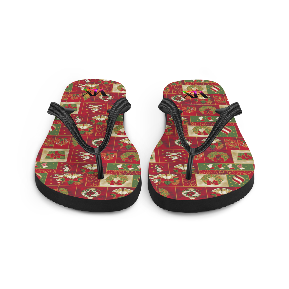 Christmas Santa Red Flip-Flops – Holiday Sandals with Cushioned Sole | Festive Footwear for Christmas Cheer