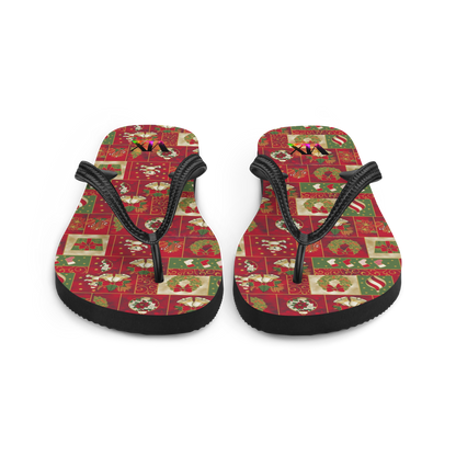 Christmas Santa Red Flip-Flops – Holiday Sandals with Cushioned Sole | Festive Footwear for Christmas Cheer