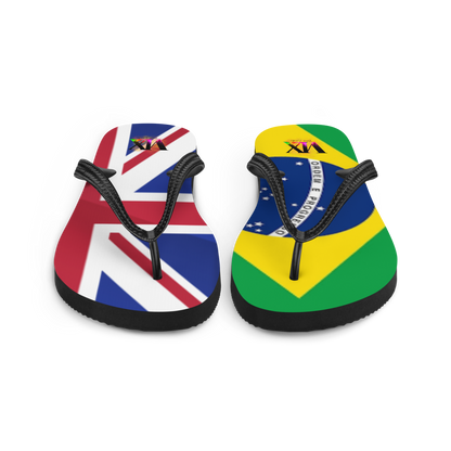 Brazil &amp; England Flag Flip-Flops – Cushioned Sole Sandals with Dual National Print | Comfortable Multicultural Footwear