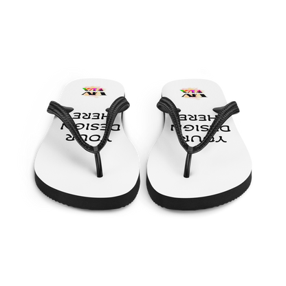 Custom White Flip-Flops with Black Straps – Personalised Design | Voce Lindx