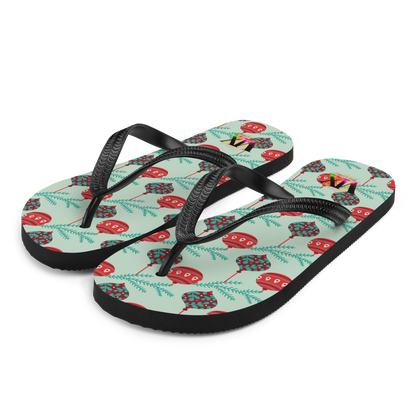 VOCE LINDX Christmas Baubles Flip‑Flops – Festive Ornament Print, Cushioned Sole &amp; Non‑Slip Grip – Fun Seasonal Footwear