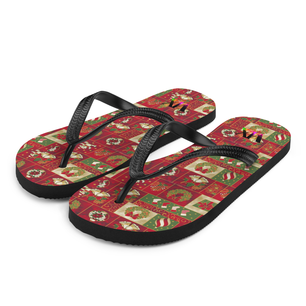 Christmas Santa Red Flip-Flops – Holiday Sandals with Cushioned Sole | Festive Footwear for Christmas Cheer