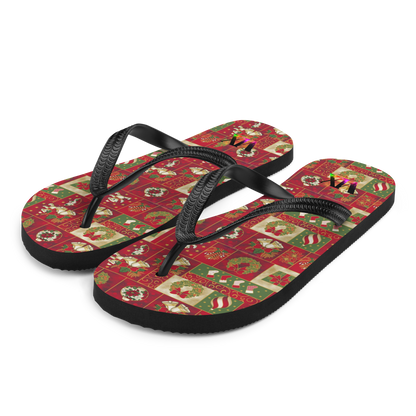 Christmas Santa Red Flip-Flops – Holiday Sandals with Cushioned Sole | Festive Footwear for Christmas Cheer